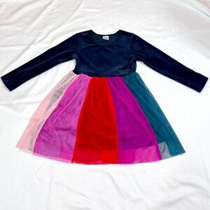 Hanna Andersson Rainbow Tulle Skirt Dress Girls Size 5 (110 cm) Velvet Top
